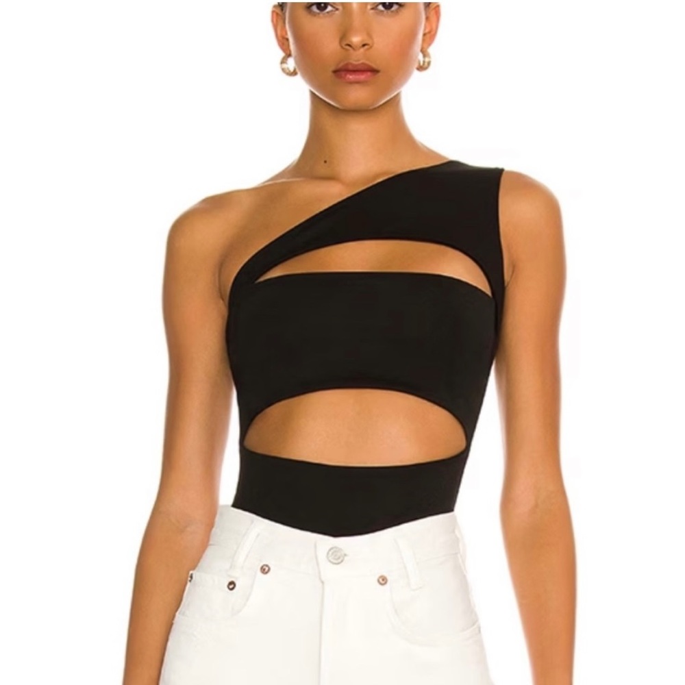 NWT SUPERDOWN Tori Cut Out Bodysuit- Medium- Black